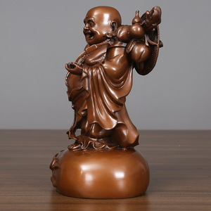 Figurine de Bouddha Maitreya en cuivre, moulée à la main avec des pièces d'or, pour la décoration de la maison et du salon - Product Image 2