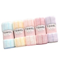Lot de cinq serviettes en polaire corail rayées, bordées, pour usage familial, extra épaisses, très absorbantes, sans peluches, vente en gros directe usine