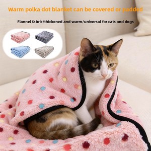 Voor Coral Polka Dot Verdikte Warme Huisdierdeken Fleece Flanel Hond Kat Quilt Hondenbedmat - Product Image 5