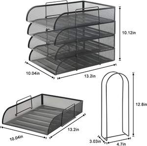 Ensemble d'organisateurs de bureau pour la maison et l'école, 6 pièces, porte-stylo en maille métallique et porte-documents, accessoires de rangement pour le bureau - Product Image 5