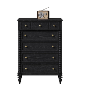 Commode en bois de chêne blanc d'Amérique du Nord, couleur brun noir, moderne, hauteur réglable, pieds en forme de boule, chambre à coucher, salon, salle de bain, hôtel - Product Image 3