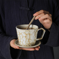 Tasse en céramique vintage de luxe Tasse au design classique avec plateau pour le petit déjeuner, le thé et le latte en boîte Occasions scolaires