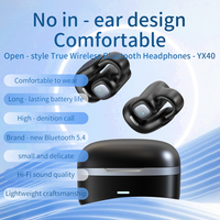 Écouteurs sans fil TWS YX40, design non intra-auriculaire, son clair, résistants à la transpiration et à l'eau, écouteurs de sport ENC, indicateur de batterie LED JL