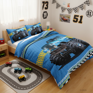 Juego de Ropa de Cama con <span class=keywords><strong>Funda</strong></span> Nórdica de Microfibra Ecológica de 500 Hilos con Estampado de Dibujos Animados de Vehículos Todoterreno, Diseño Digital con Temática de Autos para Adultos - Product Image 2