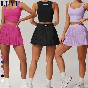 Nouvel ensemble de jupe de sport pour femmes élégant et tendance, 2 pièces, haute élasticité, respirant, jupes de tennis, vêtements de sport rembourrés, tenue de padel - Product Image 1