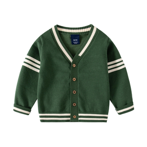 Automne nouveau tricoté bébé Cardigan <span class=keywords><strong>pull</strong></span> en gros col en V broderie simple boutonnage tricot garçon chandails - Product Image 4