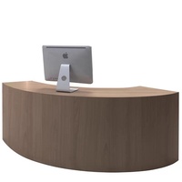 Bureau de réception moderne de luxe en bois massif, design nouveau, forme demi-lune, éclairage LED, pour hôtel, école, hôpital