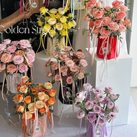 Sac d'emballage de luxe imperméable et recyclable pour bouquets de fleurs, personnalisable avec logo, pour anniversaires et la fête des Mères
