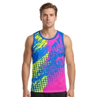 Débardeur Homme Personnalisé avec Logo, Imprimé Abstrait, Col Rond, Respirant, Séchage Rapide, pour Gym, Course, Entraînement – Conception OEM ODM
