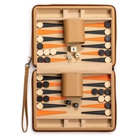 Reise-Backgammon Magnetisches Kunstleder-Backgammon Mini-Spielset Klassisches Brettspiel Magnetische Schachfiguren 9-Zoll-Backgammon-Spiel