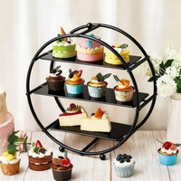 Support à cupcakes rond en métal, présentoir à dessert à 3 étages, tour de présentation pour anniversaire, mariage, fête, traiteur, décorations, fournitures