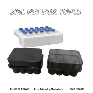 Boîte de 10 flacons rectangulaires en PVC de 3 ml pour vaccins, avec couvercle, en matériaux recyclés, emballage transparent, gaufrage, vernissage, couleur personnalisée JIA - Product Image 2