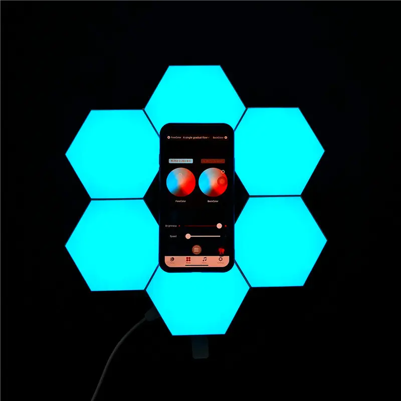 Lampe Led hexagonale Quantum, panneau lumineux modulaire, sans fil, éclairage à application, vente en gros, d'usine