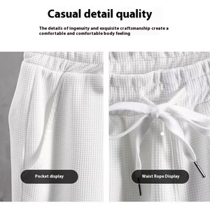 Ensemble T-shirt et short décontracté pour homme, tricot gaufré, manches courtes, grande taille, imprimé formel, coupe ample - Product Image 6