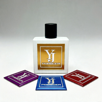 Label Parfum Logam Aluminium Berkilau dengan Embos Kustom, Plat Nama Botol Premium Anodized, Bersertifikasi ISO9001 REACH