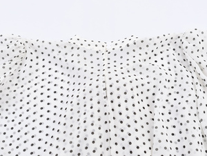 Chemisiers à manches longues décontractés à imprimé <span class=keywords><strong>pois</strong></span> blancs à col rond pour femmes - Product Image 5