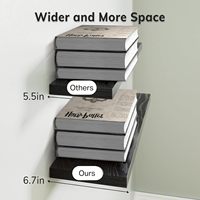 Étagères flottantes en bois rustique Capacité de 22 lb Montage mural en noir pour salle de bain ou salon Ensemble de 3 étagères suspendues de 15,7 pouces