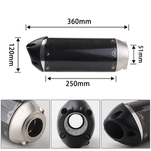 Pot d'échappement de course gauche et droit pour moto, en fibre de carbone, silencieux TWO Brother pour Z650 CBR500 MT09 Z900 R1 51mm universel - Product Image 3