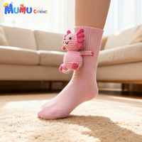 Chaussettes en coton faites à la main au crochet, motif animal, mignonnes, pour femme, chaussettes mi-mollet, cadeau de Noël chaud pour l'hiver, vente en gros personnalisée