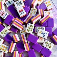 Jeu de Mahjong américain personnalisé, 160 tuiles, règles NMJL, motifs floraux et animaliers, tuiles en acrylique, jeu de Mahjong pour collection ou cadeau