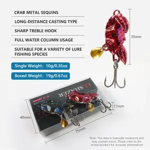 LUSHAZER Leurre de pêche en forme de <span class=keywords><strong>crabe</strong></span> 10g appât dur en métal pour maquereau, truite, brochet, bar, leurre dur artificiel pour poisson - Product Image 2