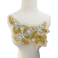Applique brodée 3D faite main en forme de fleur, en tissu organza J.KAELUM, ornée de strass étincelants, à coudre pour robe de mariée