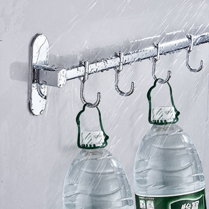 Stainless Steel Chrome Plated Hanging Rod Wall Mounted Storage Rack With <b>Hooks</b> For <b>Kitchen</b> Utensils And Lids - Product Image 4