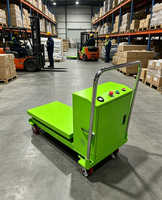 Chariot élévateur à ciseaux semi-électrique mobile avec télécommande sans fil, plateforme hydraulique 1000 kg 1,7 m, frein silencieux, roulettes