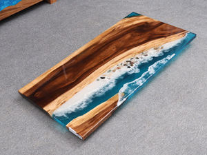 Table basse en résine océan, Art créatif, mobilier de salle à manger moderne, mobilier de maison, bois d'acacia <span class=keywords><strong>massif</strong></span>, <span class=keywords><strong>noyer</strong></span> <span class=keywords><strong>massif</strong></span> - Product Image 4