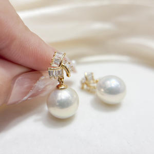 22698DIY Accessoires en perles Argent S925 Support vide pour boucles d'oreilles en argent doré Bijoux Boucles d'oreilles avec perles rondes de 9-13 mm - Product Image 4