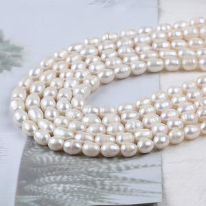 Promoción de Perlas de Arroz Blancas Cultivadas en Agua Dulce Naturales de 8-9 mm, Hilo Disperso Rosa para Hacer Collares y Pulseras, Material ABS, Zhuji - Product Image 3