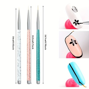 Juego de 3 pinceles de acrílico para decoración de uñas, pincel delgado para pintar líneas, para limpieza y diseño de uñas - Product Image 4