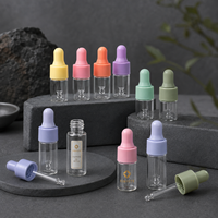 Botol Penetes Kaca Mini Transparan 1ml 2ml 3ml 5ml, Vial Minyak Atsiri Kosong dengan Bola Karet Berwarna untuk Sampel Kosmetik