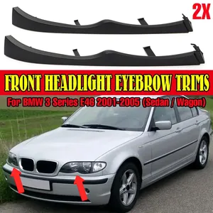 2 Piezas de Cubiertas para Faros Delanteros Superiores, Tiras Decorativas, Junta de Sellado Inferior para BMW Serie 3 E46 325i 2001-2005 - Product Image 1