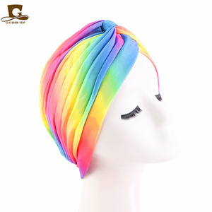 Uding nouvelle couleur imprimé rayé indien populaire turban chapeaux - Product Image 2