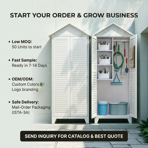 <span class=keywords><strong>Armoire</strong></span> de <span class=keywords><strong>rangement</strong></span> extérieure en acier blanc avec portes à persiennes et étagères, organisateur d'outils de jardin, abri de patio résistant aux intempéries - Product Image 3