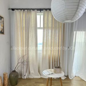 جديد مصنوع يدويًا من الكتان على شكل حرف S ستائر تعتيم بموجات مائية نمط عتيق لغرفة النوم وطيات غرفة الطعام - Product Image 2