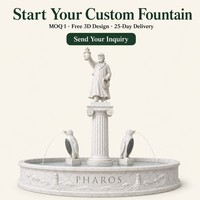 Lampe à vagues personnalisée en marbre, motif gardien de phare, pingouin et bec verseur, étanche IP68 pour bassin de jardin