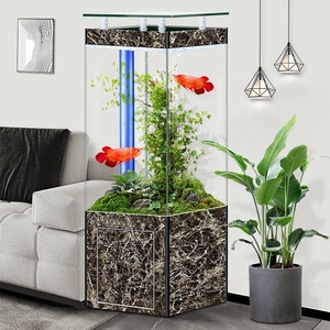 Acuarios acrílicos cuadrados grandes y medianos personalizados de fábrica con gabinete inferior, pecera decorativa y accesorios de vidrio - Product Image 5