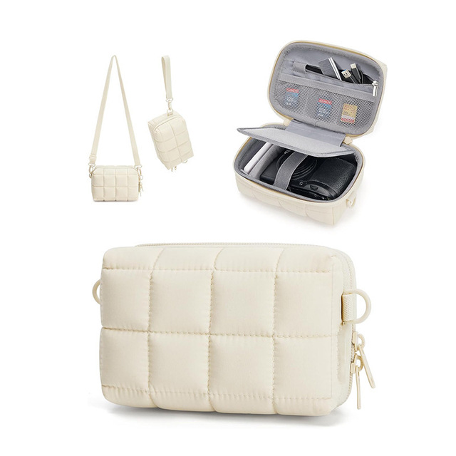 Quilted Puffy Nylon Zipper Camera Bag 2026 New Lightweight Water Resistant Eco-Friendly Shockproof DSLR Sling Bag Portable