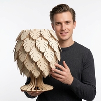 Lampe de table en bois en forme de feuille de Monstera, DIY, découpe laser, lampe de bureau en bois pour chambre à coucher, salon, décoration intérieure, cadeau de pendaison de crémaillère