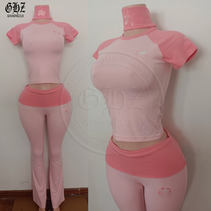 Y2K Clothing Custom 2 Piece Set <strong>Women</strong> Cotton <strong>Jersey</strong> Baby Tee Skinny Long Sleeves and Flared <strong>Shorts</strong> for <strong>Women</strong> Loungewear Set - Product Image 6