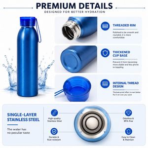 Custom Logo 600ml <b>Aluminum</b> Water <b>Bottle</b> Reusable Metal Sports <b>Bottle</b> with Leakproof Lid for Gym Hiking and Outdoor Activities - Product Image 4