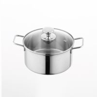 Casserole profonde personnalisée HENGGUANG, 4,56 litres, en acier inoxydable, gris métallique, grande marmite à soupe avec couvercle en verre