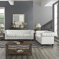 Canapé sectionnel Chesterfield de luxe pour la maison, le bureau, l'hôtel, le salon, meubles modernes en cuir PU, ensemble de canapés avec pieds en bois