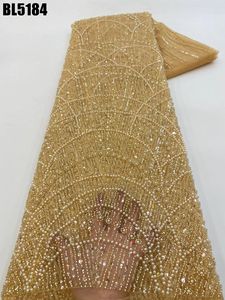 도매 가격 레이스 원단 웨딩 원피스 무거운 수제 자수 페르시 신부 레이스 원단 네이브 블루 페르시 프랑스 스팽글 - Product Image 6