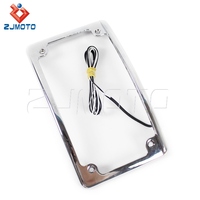 Support de cadre de plaque d'immatriculation à rayon incurvé pour moto, garde-boue arrière avec lumière LED pour Harley Softail Touring Dyna Sport Glide, 4x7 pouces