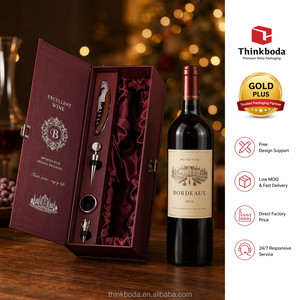 Boîte cadeau rigide <span class=keywords><strong>rouge</strong></span> <span class=keywords><strong>bordeaux</strong></span> pour <span class=keywords><strong>vin</strong></span> avec ensemble de 4 outils à <span class=keywords><strong>vin</strong></span>, doublure en satin, logo personnalisé en relief pour emballage cadeau de <span class=keywords><strong>vin</strong></span> de fêtes - Product Image 2