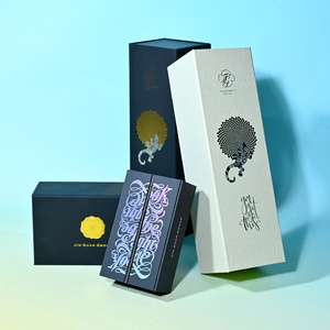 Customizable Cardboard Rigid <b>Box</b> with Magnetic Closure Embossing Recyclable Glossy Finish <b>Black</b>/White Colors - Product Image 6