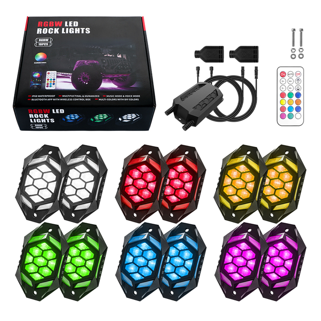 RGB LED Rock Lights Kit 4 Pods Underglow Multicolor Rock Light App Control RGBW 8 12 Pods Rock Light Truck for ATV UTV RZR SUV